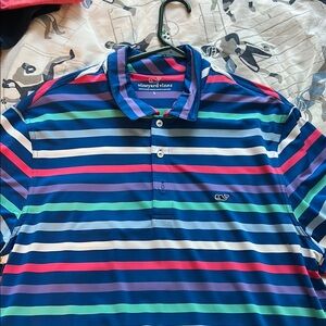 Vineyard Vines Men’s Striped Polo - Blue & Green & Pink